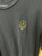 Riot Society Drippy Smiley T-Shirt Graphic Logo Black Cotton Men’s Large