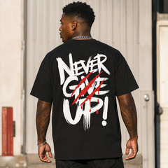 Men’s Never Give Up Graphic T-Shirt Casual Crew Neck Short Sleeve Tee