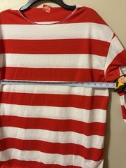 Where’s Waldo Men’s Red And White Striped Long Sleeve T Shirt Size L/XL