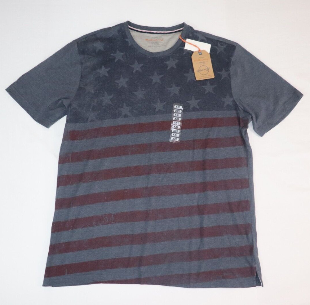 Weatherproof Vintage Men’s Flag T-shirt Blue Nights Size 2XL
