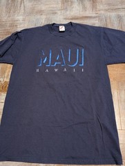 Vintage Maui Hawaii T-shirt Embroidered Navy Blue Men’s Large Made In The USA