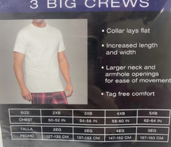 3 Pack Fruit of the Loom Premium Big Man Crew Neck 3XB T-Shirts White Mens NEW