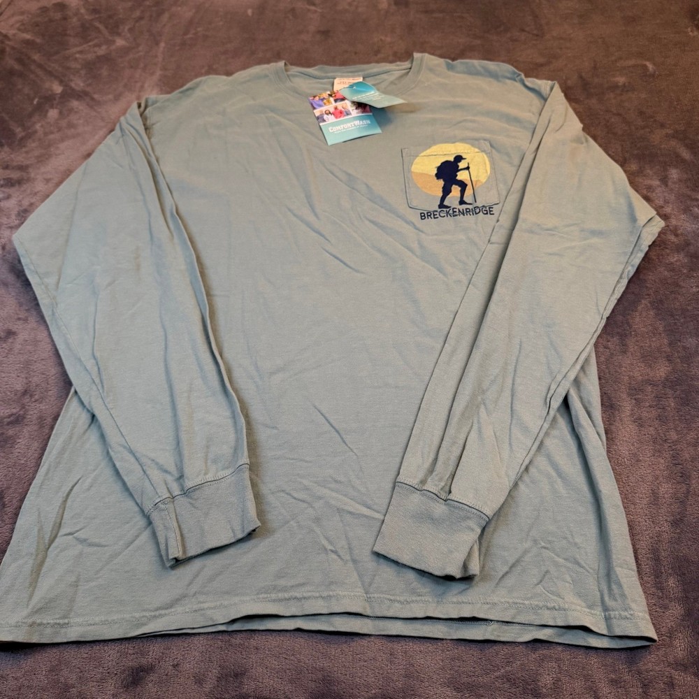 ComfortWash Hanes Breckenridge Colorado Hiking T-Shirt Green Mens Large NWT