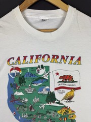 Vintage 90’s California Republic USA Map Art Logo Nature Drawing Color XL White