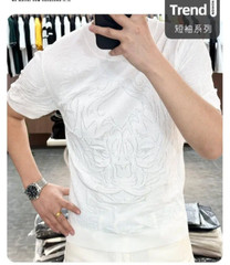 New Men Luxury Tiger Rhinestones Fashion T-Shirt High Quality 3 Colors