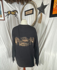 North River Mens Shirt Large Deer Rut Black Graphic Cotton Easy Care