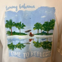 Tommy Bahama Shirt Mens Extra Large 2XL White Short Sleeve Beach Chair Reflect