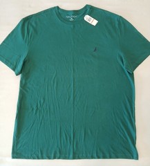 Nautica Men’s Green Crew Neck T-Shirt 3XL Big & Tall Solid Logo Cotton Knit NWT