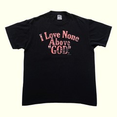 VTG Y2K 90s BIBLE LOVE NONE ABOVE GOD SHAKA GRAPHIC COTTON BLACK T SHIRT SZ XL