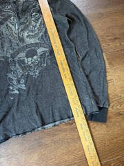 🦅vintage 00s Y2K Grunge Winged Skull Thermal Henley thermal