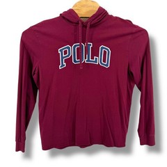 Polo Ralph Lauren Men’s Burgundy Long Sleeve Hooded T-Shirt Tee Large