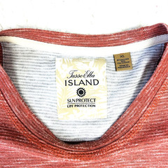 Tasso Elba Island T Shirt Mens XL Rust Striped UPF Sun Protection Rayon Blend