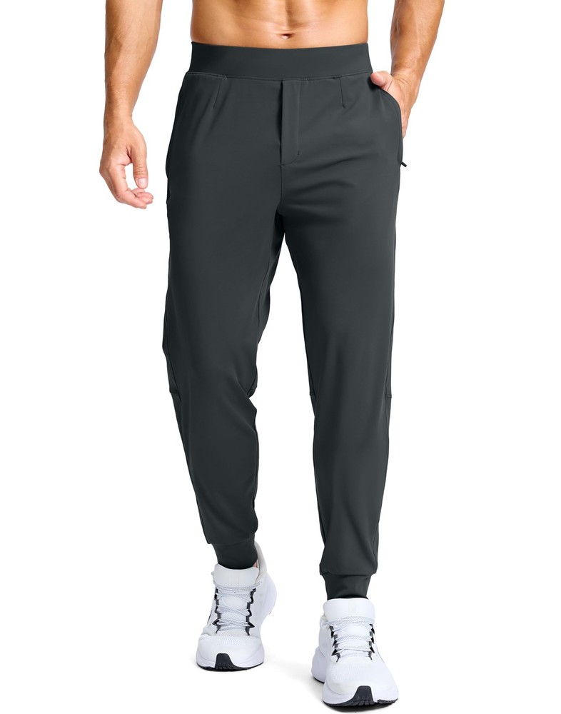 Mens Golf Joggers Pants Zipper Pockets Stretch Sweatpants Slim Fit Track