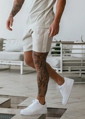 Gym King Contrast Panel Shorts – Taupe/Light Stone/White