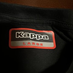 KAPPA MENS multicolored logo on the sleeve Black men’s T-shirt, large