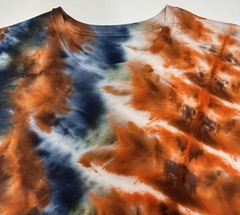 Gildan Handmade Ice Tie Dye T-Shirt Unisex Adult Size 2XL Orange Blue Tee NEW