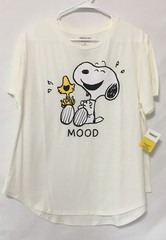 Teen Girls Size XXL Peanuts Snoopy & Woodstock Mood Lt Ivory S/S Tee T-Shirt NWT