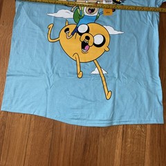 Adventure Time with Finn & Jake Men’s Blue Cartoon Graphic Tee T-Shirt Sz Large
