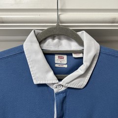 Levi’s Rugby Polo Shirt Men’s XL Blue Relaxed Long Sleeved 100% Cotton Collared
