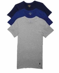 3 POLO RALPH LAUREN S M L XL SLIM FIT COTTON BLACK WHITE NAVY CREW NECK T SHIRTS