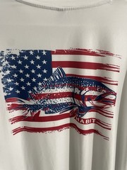 Habit Solar Factor T Shirt Long Sleeve Size 2XL White American Flag Back Good