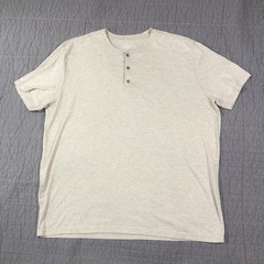 Fresh Clean Tees Shirt Men 2XL Tan Henley Short Sleeve Soft Tagless Button Tee