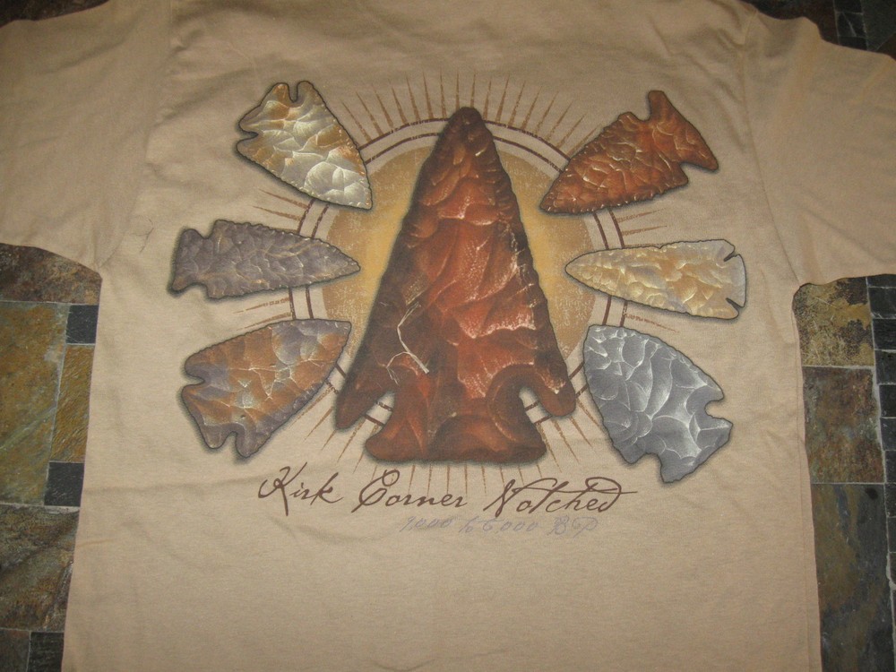 Indian artifact arrowhead kirk corner notch spear point t shirt