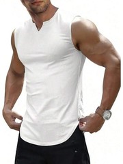 Men’s Slim Knitted Fit Ribbed Tank Top Sleeveless V-Neck Shirt Athletic Gym Tee
