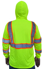 Hoodie Yellow High Visibility Safety Shirt With Reflective Stripes