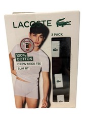 NWT Lacoste 3 Pack Cotton Crew Neck Tee Slim Fit Size Men’s XS