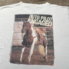 Vintage 90s APHA Horse T Shirt Mens M White Auto Pilot Engaged FOTL