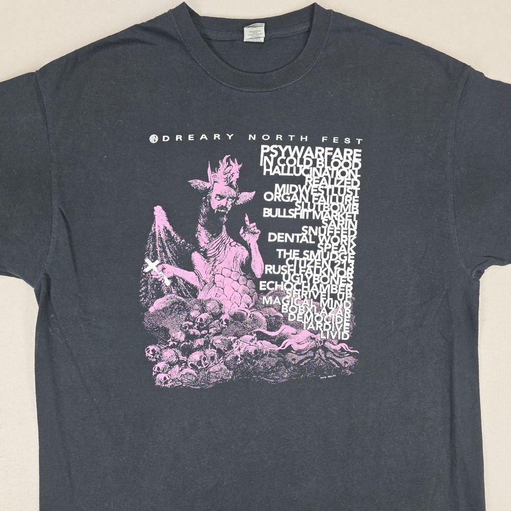 Dreary North Fest Shirt Mens XL Black Chicago Music Festival Band Lineup Demon