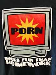 Mens David & Goliath Computer Porn More Fun Than Homework Novelty Tee T-Shirt