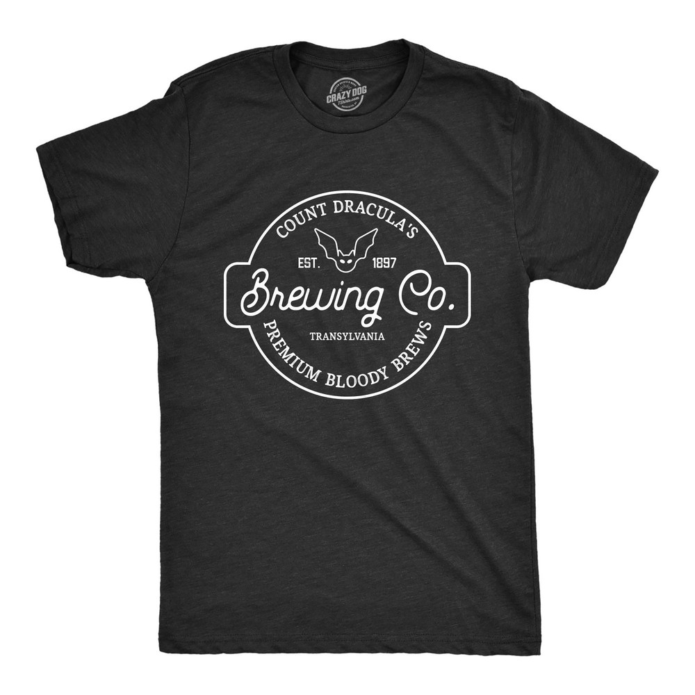 Mens Count Draculas Brewing Co T Shirt Funny Spooky Halloween Vampire Blood Tee