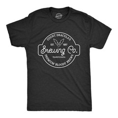 Mens Count Draculas Brewing Co T Shirt Funny Spooky Halloween Vampire Blood Tee