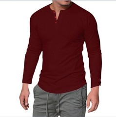 Zonbailon men’s t-shirt solid color crew neck slim fit breathable long sleeve