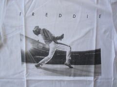 Queen Freddie Mercury Wembley Stadium UK Photo White T-Shirt (Small)