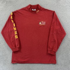 Vintage Marine Corps Marathon Shirt Mens Large Red Long Sleeve 90s Military USA