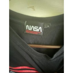 NASA Short-Sleeve Shirt – L – Cotton – Y2K Astronaut TeeShirt – Black White Red