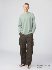 Uniqlo AIRism Cotton T-Shirt Long Sleeve Green Large
