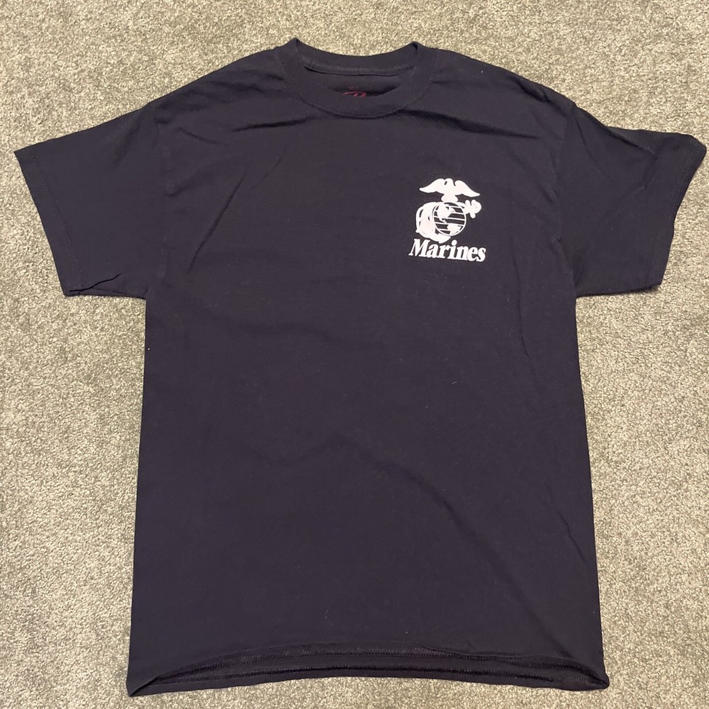 Men’s Medium United States Marines Black Double Sided Graphic Print T Shirt Top