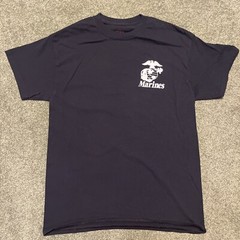 Men’s Medium United States Marines Black Double Sided Graphic Print T Shirt Top