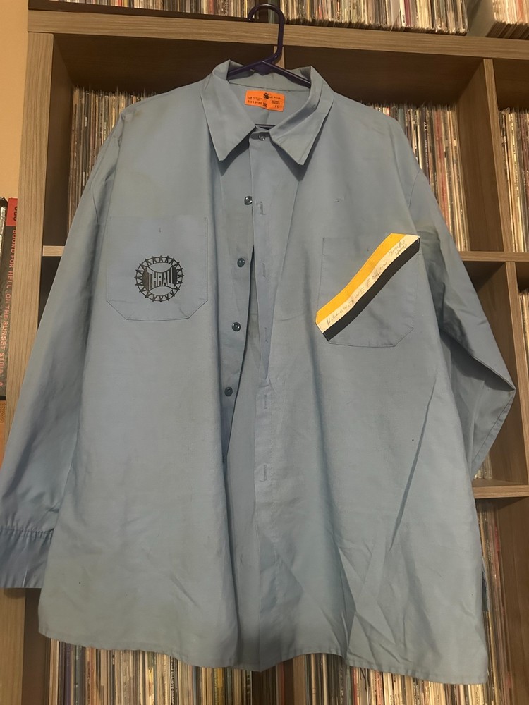 THRALL Logo Button-Up Work Shirt Size XL SIGNED by Mike Hard God Bullies