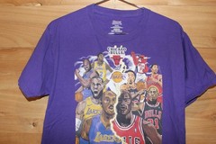 Vintage Lakers vs Bulls NBA T Shirt Hanes Beefy-T M Purple Kobe Jordan Shaq