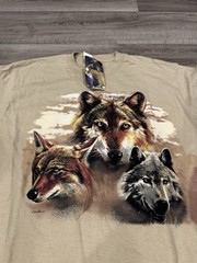 Vintage 1993 Expressions NWT Wolf Shirt Mens XL Made In USA Wrap around Print A1