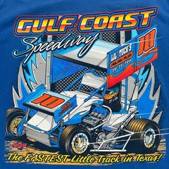 Vintage Sprint Car Racing Shirt Mens Large L Blue Gulf Coast Speedway Texas Y2K