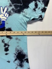 Alab T Shirt Mens Large Blue Black Tie Dye Graphic Alien Smiley Face Come Peace
