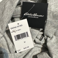Eddie Bauer Loungewear Men’s Shirt Medium Heather Gray Long Sleeve Lounge NWT