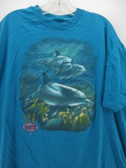 VTG SeaWorld Shirt Men XL Blue Orlando Dolphin Graphic Hanes Single Stitch 90s