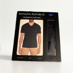 Banana Republic Men’s 3-Pack Essential V-Neck T-Shirts, Black, Size Large